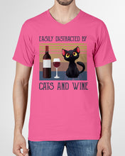 Load image into Gallery viewer, Easily Distracted By Cats And Wine Special Custom Design Guys V-Neck
