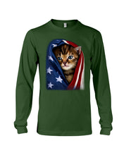 Load image into Gallery viewer, Lovely Tote Bag Cat In American Flag Gift For Cat Lovers Unisex Long Sleeve
