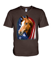 Load image into Gallery viewer, Horse Covered Into USA Flag Meaningful Gift For Men Guys V-Neck
