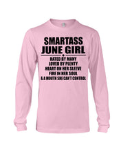 Load image into Gallery viewer, Birthday Gift For Smartass June GirlHeart On Her Sleeve Unisex Long Sleeve

