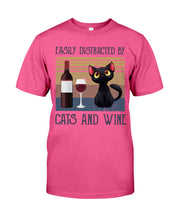 Load image into Gallery viewer, Easily Distracted By Cats And Wine Special Custom Design Guys Tee
