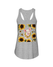 Load image into Gallery viewer, Beautiful Pig With Sunflowers Gift For Pig Lovers Ladies Flowy Tank

