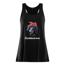 Load image into Gallery viewer, Dachshund Mom With Polka Dots Hair Red Bow Gift For Dog Lovers Ladies Flowy Tank

