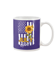 Load image into Gallery viewer, Birthday Gift For July Girl American Flag With Sunflower Mug
