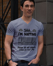 Load image into Gallery viewer, Cute Coffee Cup Shh I’m Napping Please Do Not Disturb Gift For Nurse Guys V-Neck
