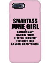 Load image into Gallery viewer, Birthday Gift For Smartass June GirlHeart On Her Sleeve Phone case
