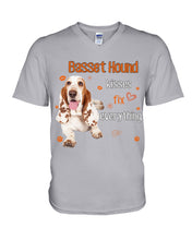 Load image into Gallery viewer, Basset Hound Kisses Fix Everything Gift For Dog Lovers Guys V-Neck

