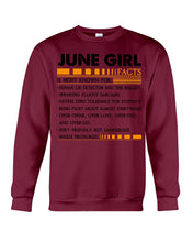 Load image into Gallery viewer, June Girl Facts Very Friendly But Dangerous Custom Design Sweatshirt
