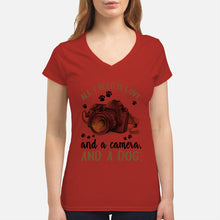 Load image into Gallery viewer, All I Need IS Love And A Camera And A Dog Gift For Dog Lovers Ladies V-Neck
