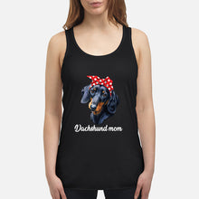 Load image into Gallery viewer, Dachshund Mom With Polka Dots Hair Red Bow Gift For Dog Lovers Ladies Flowy Tank
