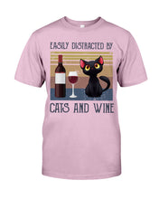 Load image into Gallery viewer, Easily Distracted By Cats And Wine Special Custom Design Guys Tee
