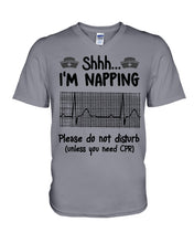 Load image into Gallery viewer, Cute Coffee Cup Shh I’m Napping Please Do Not Disturb Gift For Nurse Guys V-Neck
