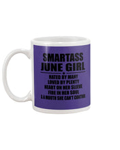 Load image into Gallery viewer, Birthday Gift For Smartass June GirlHeart On Her Sleeve Mug
