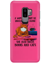 Load image into Gallery viewer, Cute Phone Case Gift For Books And Cats Lovers A Woman Cannot Be Quarantined Alone Phone case
