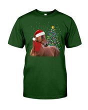 Load image into Gallery viewer, Cute Horse With Santa Hat Lovely Christmas Tree Gift For Horse Lovers Guys Tee
