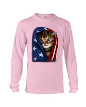 Load image into Gallery viewer, Lovely Tote Bag Cat In American Flag Gift For Cat Lovers Unisex Long Sleeve
