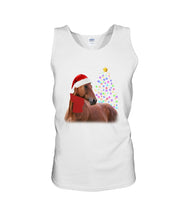 Load image into Gallery viewer, Cute Horse With Santa Hat Lovely Christmas Tree Gift For Horse Lovers Unisex Tank Top
