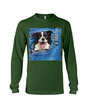 Load image into Gallery viewer, Border Collie In Denim Pocket Gift For Dog Lovers Unisex Long Sleeve
