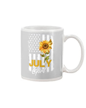 Load image into Gallery viewer, Birthday Gift For July Girl American Flag With Sunflower Mug
