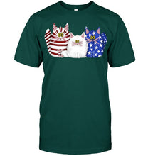 Load image into Gallery viewer, Three Cute Cats And US Flag Gift For Cats Lovers Guys Tee

