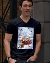Load image into Gallery viewer, Cat Snow Pine Cardinal Gift For Cat Lovers Guys V-Neck
