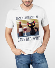 Load image into Gallery viewer, Easily Distracted By Cats And Wine Special Custom Design Guys V-Neck
