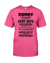 Load image into Gallery viewer, Gift For Husband Taken By An August Sexy Wife Who Happens To Cuss A Lot Guys Tee
