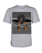 Load image into Gallery viewer, Dachshund Striped In My Heart Special Custom Design Guys V-Neck
