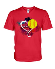 Load image into Gallery viewer, Lovely Phone Case My Heart Is On Field Gift For Softball Lovers Guys V-Neck
