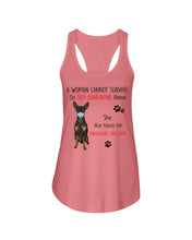 Load image into Gallery viewer, A Woman Can't Survive On Self-quarantine Alone Also Needs Mininature Pinscher Ladies Flowy Tank
