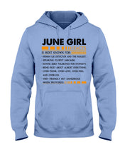 Load image into Gallery viewer, June Girl Facts Very Friendly But Dangerous Custom Design Hoodie
