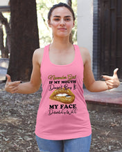 Load image into Gallery viewer, Birthday Gift For November Girl If My Mouth Doesn't Say It My Face Definitely Ladies Flowy Tank
