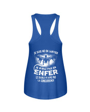 Load image into Gallery viewer, Je Suis Né El En   Jarvier   Enfer Le Diable N Aime Pas Birthday Gift Ladies Flowy Tank
