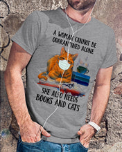 Load image into Gallery viewer, Cute Phone Case Gift For Books And Cats Lovers A Woman Cannot Be Quarantined Alone Guys Tee
