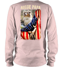 Load image into Gallery viewer, Aussie Papa America Flag Unique Custom Design For Dog Lovers Unisex Long Sleeve
