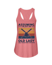 Load image into Gallery viewer, Assuming I;m Just An Old Lady Was Your First Mistake Gift For Softball Lovers Ladies Flowy Tank
