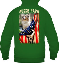 Load image into Gallery viewer, Aussie Papa America Flag Unique Custom Design For Dog Lovers Hoodie
