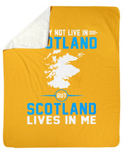 Load image into Gallery viewer, I May Not Live In Scotland But Scotland Lives In Me Custom Design Sherpa Blanket
