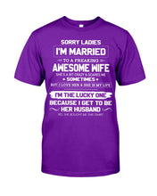 Load image into Gallery viewer, Gift For Husband I'm The Lucky One Because I Get To Be Her Husband Guys Tee
