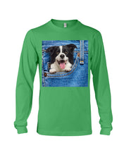 Load image into Gallery viewer, Border Collie In Denim Pocket Gift For Dog Lovers Unisex Long Sleeve
