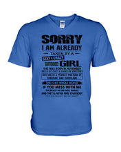 Load image into Gallery viewer, I'm Already Taken By November Sexy Crazy Girl For Birthday Gift Guys V-Neck
