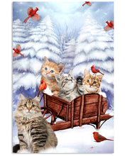 Load image into Gallery viewer, Cat Snow Pine Cardinal Gift For Cat Lovers Vertical Poster
