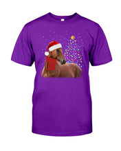 Load image into Gallery viewer, Cute Horse With Santa Hat Lovely Christmas Tree Gift For Horse Lovers Guys Tee
