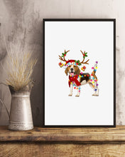 Load image into Gallery viewer, Beagle Gorgeous Reindeer Xmas Lights Gift For Dog Lovers Vertical Poster

