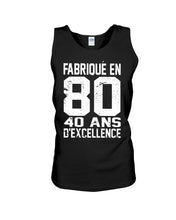 Load image into Gallery viewer, Fabrique En 80 40 Ans D'Excellence Custom Design Gift For Friends Unisex Tank Top
