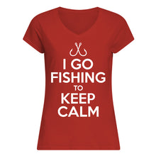 Load image into Gallery viewer, I Go Fishing To Keep Calm Gift For Fishing Lovers Ladies V-Neck
