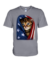 Load image into Gallery viewer, Lovely Tote Bag Cat In American Flag Gift For Cat Lovers Guys V-Neck
