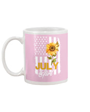 Load image into Gallery viewer, Birthday Gift For July Girl American Flag With Sunflower Mug
