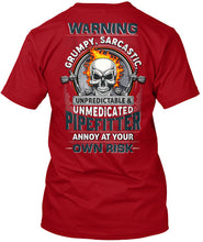 Load image into Gallery viewer, Grumpy Sarcastic Unpredictable Unmedicated Pipe Fitter Guys Tee
