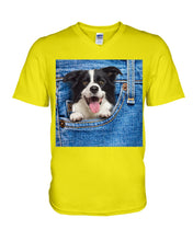 Load image into Gallery viewer, Border Collie In Denim Pocket Gift For Dog Lovers Guys V-Neck

